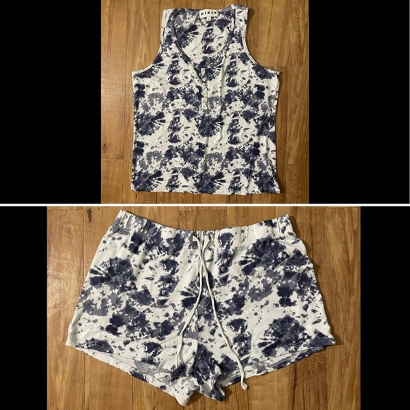 Kikit Other - Kikit Blue Tie Dyed Tank Top and Shorts Pajamas Set